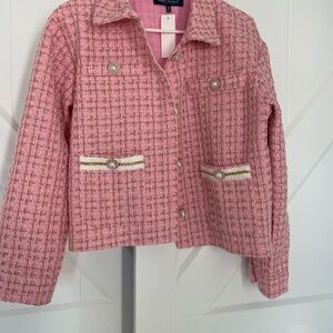 Simply Southern Pink Tweed Blazer